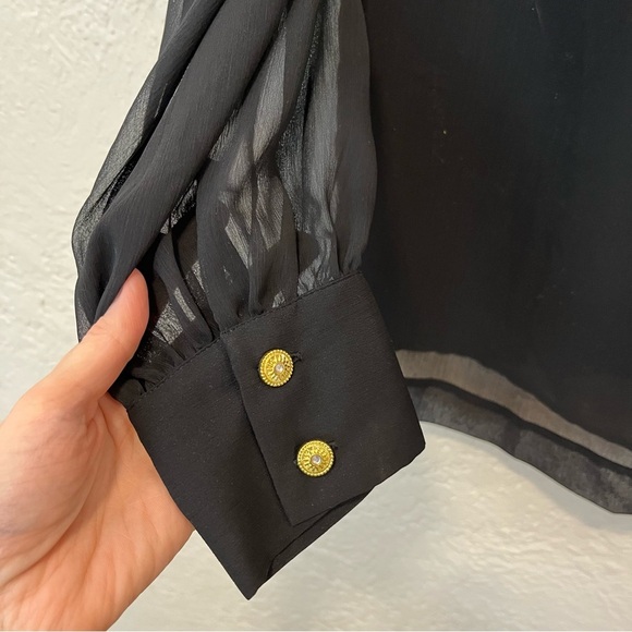 Bob Mackie Wearable Art Black Blouse Top Metallic Embroidered XS Extra Small - Picture 4 of 12